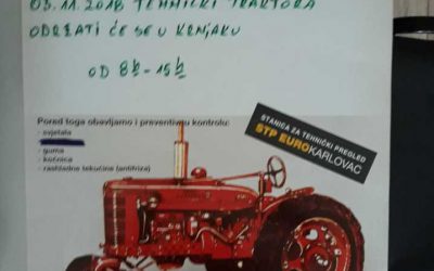 OBAVIJEST – Tehnički pregled traktora